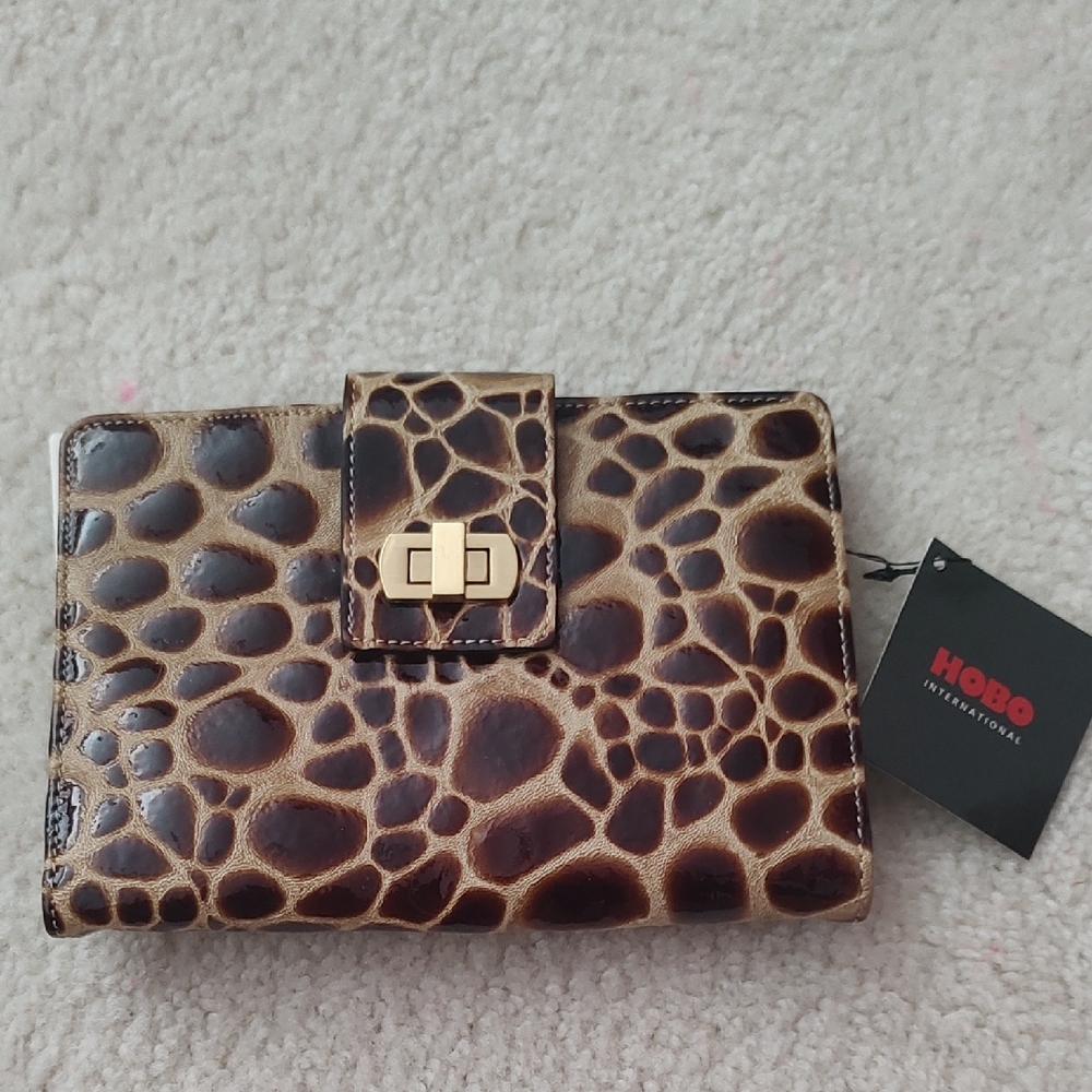 HOBO Dark Brown Giraffe Pattern Wallet